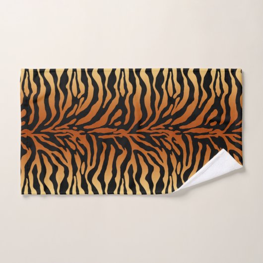 Tiger Stripes Animal Print, Amber, Black en Tan Bad Handdoek (Handdoek)