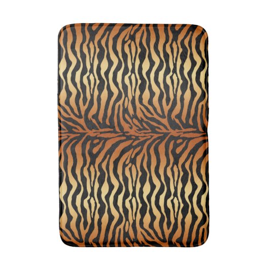 Tiger Stripes Animal Print, Amber, Black en Tan Badmat (Voorkant Verticaal)
