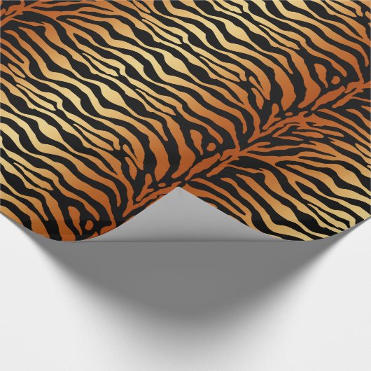 Tiger Stripes Animal Print, Amber, Black en Tan Cadeaupapier (Hoek)