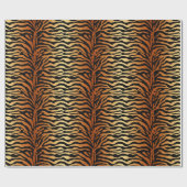 Tiger Stripes Animal Print, Amber, Black en Tan Cadeaupapier (Vlak)