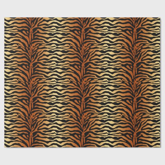 Tiger Stripes Animal Print, Amber, Black en Tan Cadeaupapier (Vlak)