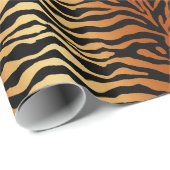 Tiger Stripes Animal Print, Amber, Black en Tan Cadeaupapier (Rol Hoek)