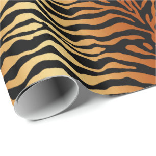 Tiger Stripes Animal Print, Amber, Black en Tan Cadeaupapier