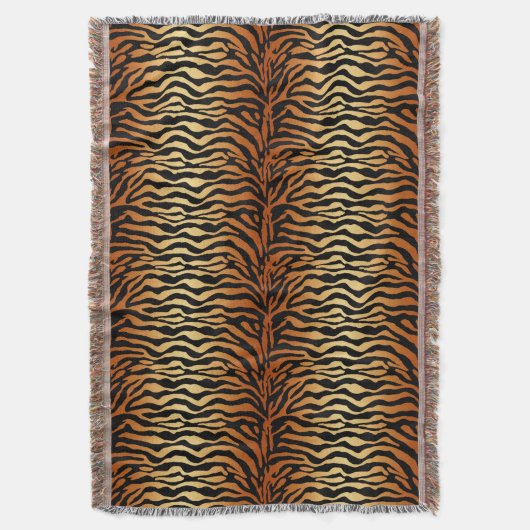 Tiger Stripes Animal Print, Amber, Black en Tan Deken (Voorkant Verticaal)