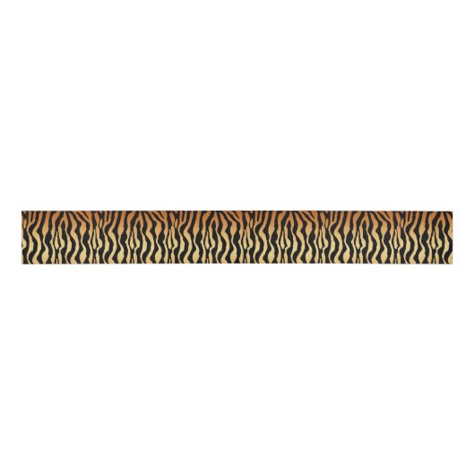 Tiger Stripes Animal Print, Amber, Black en Tan Grosgrain Lint (Voorkant)