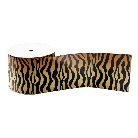 Tiger Stripes Animal Print, Amber, Black en Tan Grosgrain Lint (Spoel)