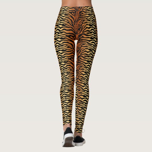 Tiger Stripes Animal Print, Amber, Black en Tan Leggings (Achterkant)