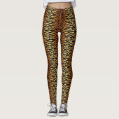 Tiger Stripes Animal Print, Amber, Black en Tan Leggings (Voorkant)