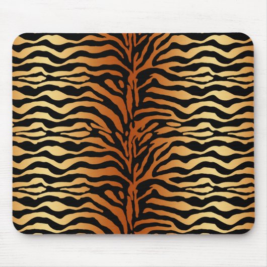 Tiger Stripes Animal Print, Amber, Black en Tan Muismat (Voorkant)