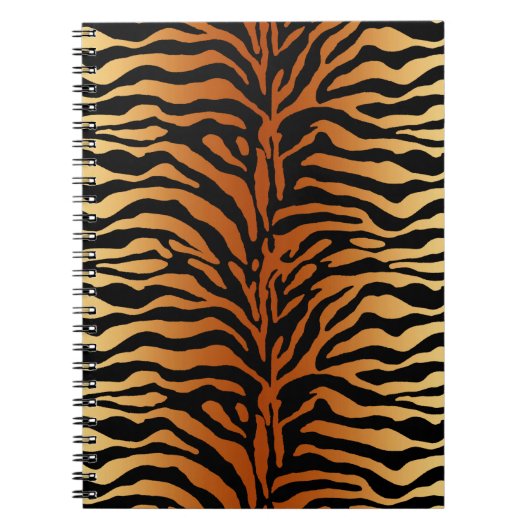 Tiger Stripes Animal Print, Amber, Black en Tan Notitieboek (Voorkant)