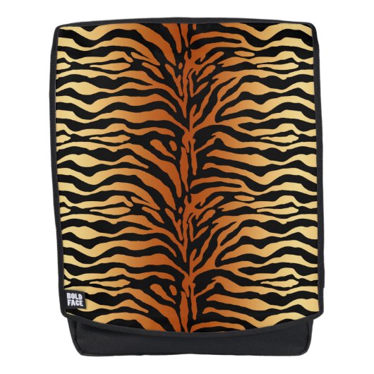 Tiger Stripes Animal Print, Amber, Black en Tan Rugtassen (Voorkant)