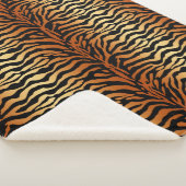 Tiger Stripes Animal Print, Amber, Black en Tan Sherpa Deken (3/4)
