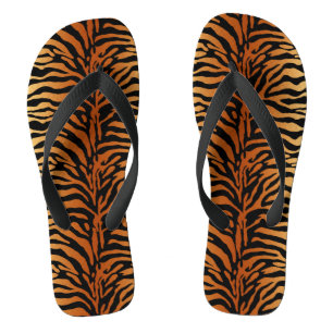 Tiger Stripes Animal Print, Amber, Black en Tan Teenslippers