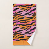 Tiger Stripes Animal Print Lavendel & Oranje naam Bad Handdoek (Handdoek)
