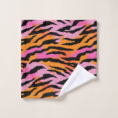 Tiger Stripes Animal Print Lavendel & Oranje naam Bad Handdoek (Wasdoekje)