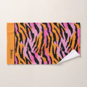 Tiger Stripes Animal Print Lavendel & Oranje naam Bad Handdoek (Handdoek)