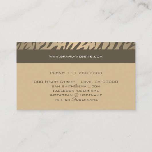 Tiger Stripes Animal Print Patroon Elegant Stijlvo Visitekaartje (Achterkant)