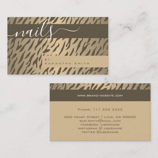 Tiger Stripes Animal Print Patroon Elegant Stijlvo Visitekaartje (Voorkant / Achterkant)