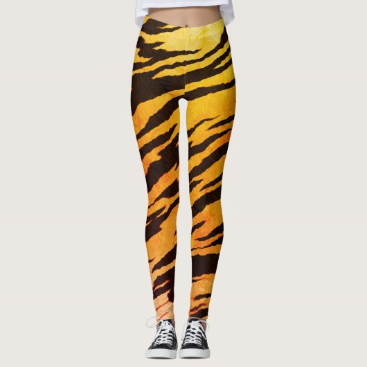 Tiger Stripes Animal Print Pattern Leggings (Voorkant)