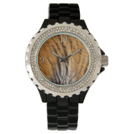Tiger Stripes Big Cat India Wildlife Faux Fur Horloge