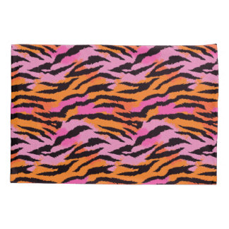 Tiger Stripes Dierenprint Roze & Sinaasappel Glamo Kussensloop