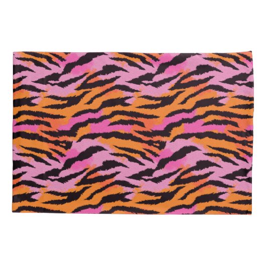 Tiger Stripes Dierenprint Roze & Sinaasappel Glamo Kussensloop (Achterkant)