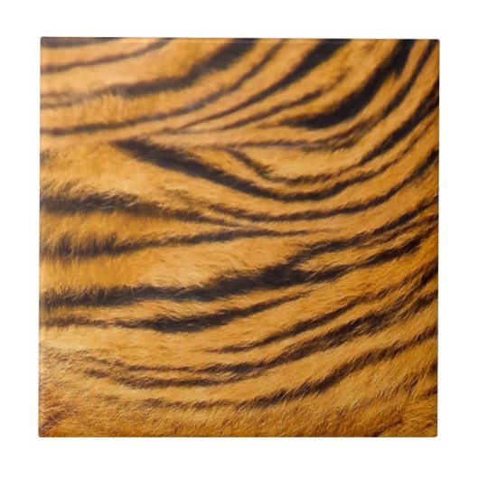 Tiger Stripes Fur Black en Oranje personaliseren d Tegeltje (Voorkant)