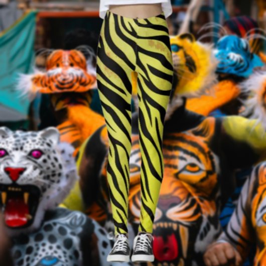 Tiger Stripes Gele Leggings – Vetgedrukte dierenpr