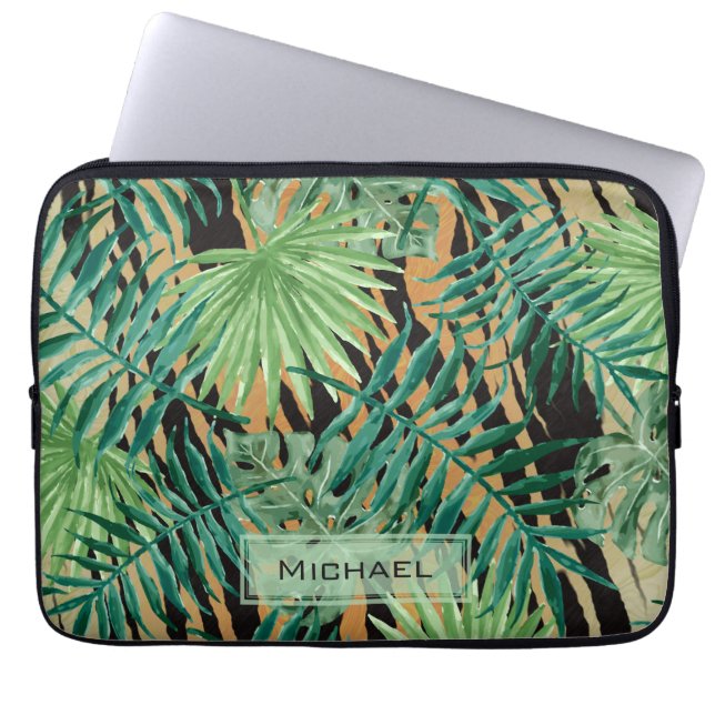 Tiger Stripes Jungle Camouflage Personalised Laptop Sleeve (Voorkant)
