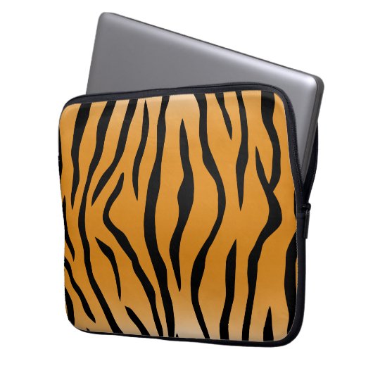 Tiger stripes pattern laptop sleeve (Voorkant Links)