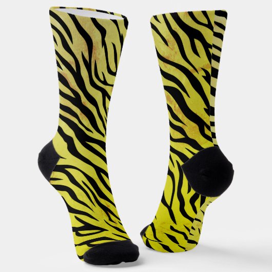 Tiger Stripes Yellow Crew Sokken – Bold Animal (Gebogen)