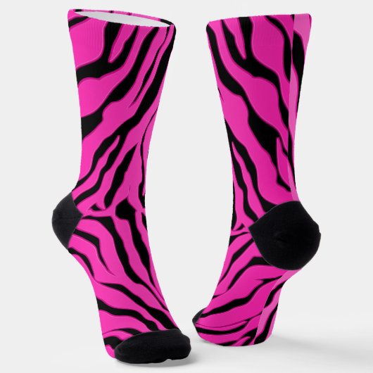 Tiger Stripes (zwart en roze) — Dierafdrukken 2 Sokken (Gebogen)