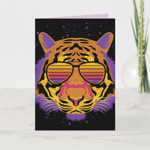 TIGER SUNGLASSES BIG CAT BIRTHDAY KAART