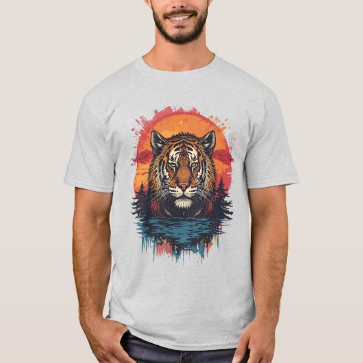Tiger Sunset Art - Wild Oerwoud Big Cat T-shirt (Voorkant)
