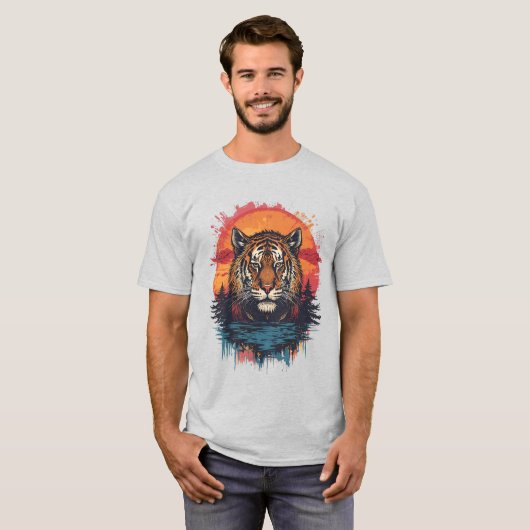  Tiger Sunset Art - Wild Oerwoud Big Cat T-shirt (Voorkant volledig)