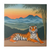 Tiger Sunset Mountain Tiger Tegeltje (Voorkant)