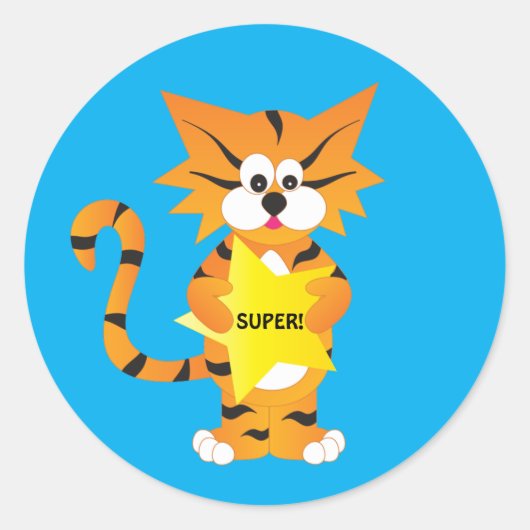 Tiger Super Star Classroom Ronde Sticker (Voorkant)