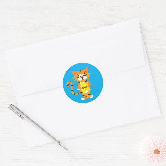 Tiger Super Star Classroom Ronde Sticker (Envelop)