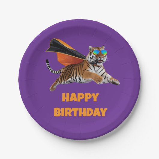 Tiger Superhero Papieren Bordje (Voorkant)