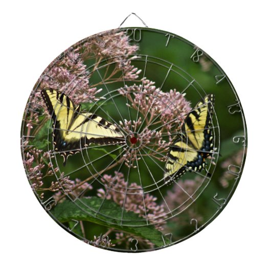 Tiger Swallowtail Butterflies over Joe Pye Weed Dartbord (Voorkant)