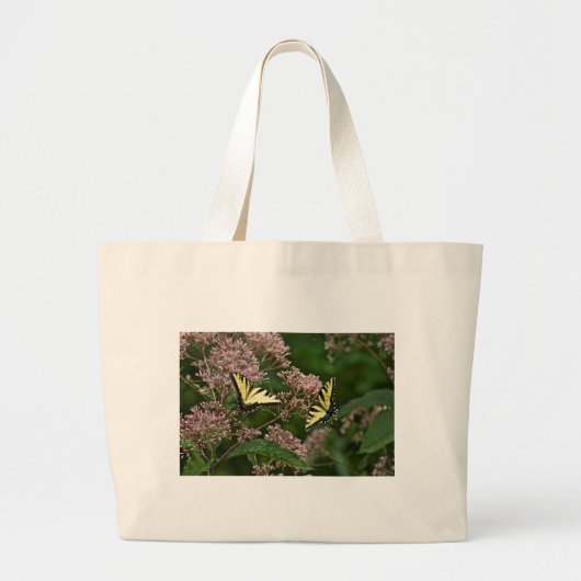 Tiger Swallowtail Butterflies over Joe Pye Weed Grote Tote Bag (Voorkant)