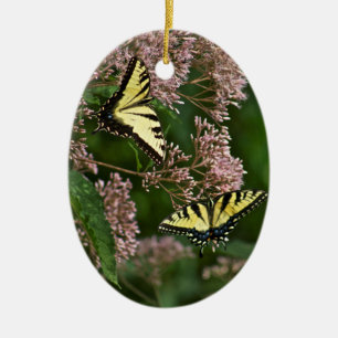 Tiger Swallowtail Butterflies over Joe Pye Weed Keramisch Ornament