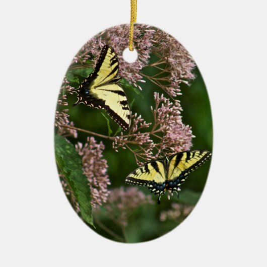 Tiger Swallowtail Butterflies over Joe Pye Weed Keramisch Ornament (Voorkant)