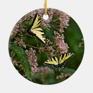 Tiger Swallowtail Butterflies over Joe Pye Weed Keramisch Ornament