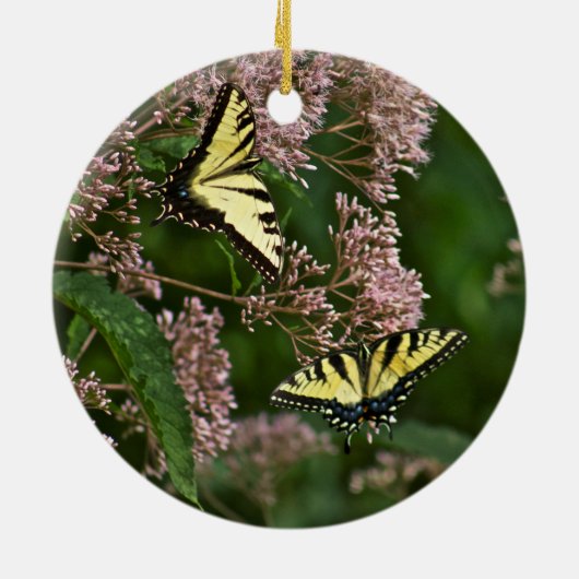 Tiger Swallowtail Butterflies over Joe Pye Weed Keramisch Ornament (Achterkant)