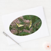 Tiger Swallowtail Butterflies over Joe Pye Weed Ovale Sticker (Envelop)