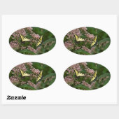 Tiger Swallowtail Butterflies over Joe Pye Weed Ovale Sticker (Vel)