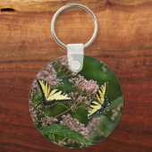 Tiger Swallowtail Butterflies over Joe Pye Weed Sleutelhanger (Voorkant)