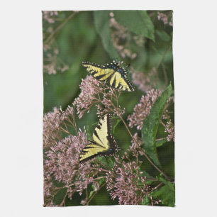 Tiger Swallowtail Butterflies over Joe Pye Weed Theedoek