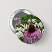 Tiger Swallowtail Butterfly Coneflower Pin Button (Voorkant /achterkant)